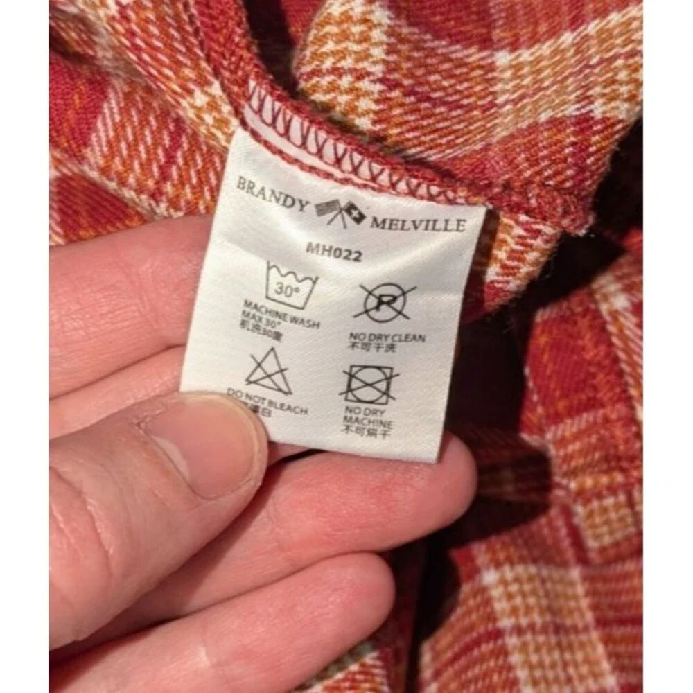 Brandy Melville John Galt Cara Red and Tan Plaid Dual Front Slit Mini Skirt OS